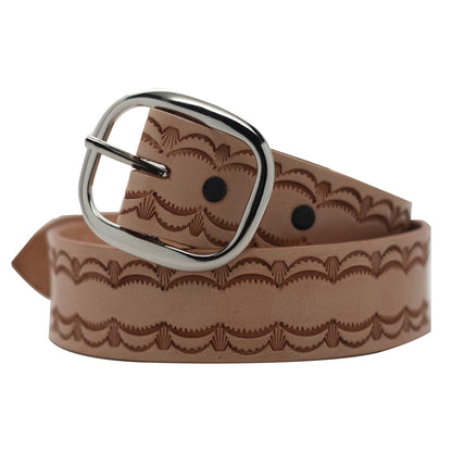 Realeather BS150-00 Tooling Belt Strips, Blank Leather Strap with Pre Cut Buckle Slots, 1.5" W X 42" L, Natural, 1-Piece