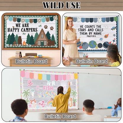 White Wood Bulletin Board Roll Reusable Waterproof Erasable White Wood Non-Woven Fabric Bulletin Board Roll Wooden Poster for Teacher Classroom Decors Wrap Crafts 15.7"×65.6ft