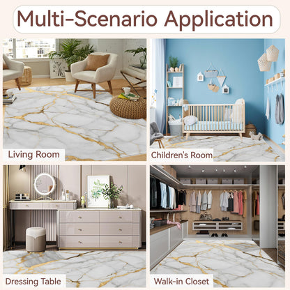 Marble White Gold Washable Area Rugs 5x7,Modern Abstract Area Rug for Living Room Bedroom,Indoor Non-Slip Large Throw Carpet for Kitchen Entryway Bathroom Office