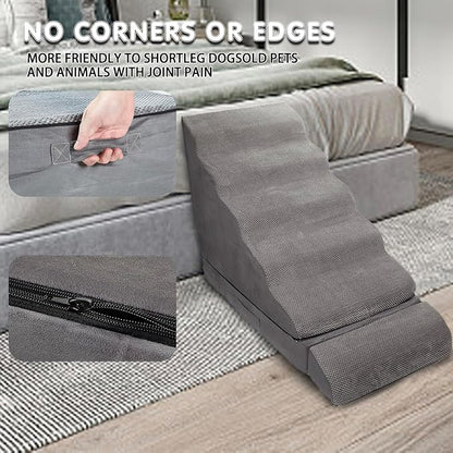 Dog Stairs for High Beds 30-36 inches Tall, 6-Step Pet Stairs/Steps for High Bed 32-36 inches for Small Large Dogs, Dog Ramp for Bed, Foam Dog Steps for Beds for Old Dogs/Cats, Grey