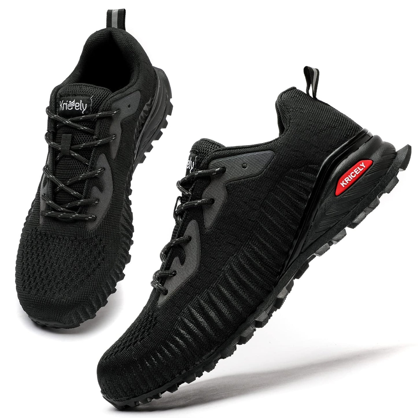 Kricely Men's Trail Running Shoes Fashion Hiking Sneakers for Men Black Tennis Cross Training Shoe Mens Casual Outdoor Walking Footwear Size 12