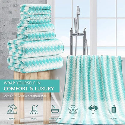 8 Piece Bathroom Towel Set |2 Oversized Bath Towels, 2 Hand Towels, 4