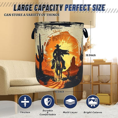 Personalise Western Cowboy Laundry Basket Oxford Cloth Desert Horse Laundry