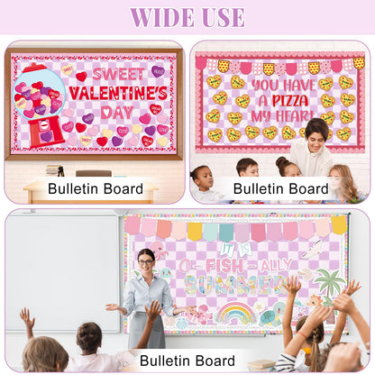 Purple Checkered Bulletin Board Roll Reusable Waterproof Erasable Purple Checkered Non-Woven Fabric Bulletin Board Roll Poster for Teacher Classroom Decors Wrap Crafts 15.7" x65.6ft