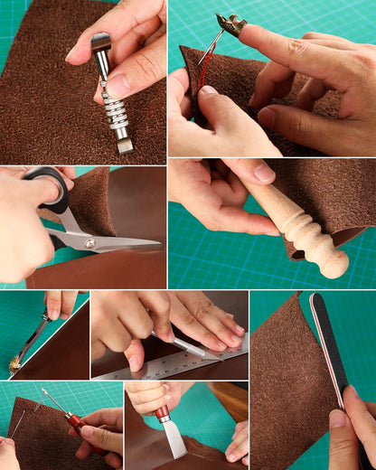 Nicpro 85PCS Leather Tooling Kit Leather Working Tools Kit with Custom Storage Bag, Adults Leather Making Craft Tools Beginner Kit for Stamping Sewing Carving Cutting Punching Leather Working