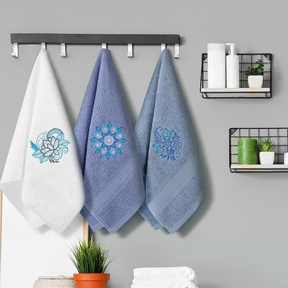 3 Pcs Mandala Hand Towels Mandala Flower Boho Bathroom Decor 14x29 Inch