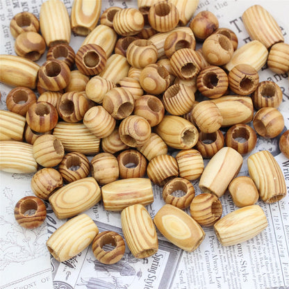 BetterJonny 140Pcs Large Hole Natural Wood Beads - Round Wooden Spacer Beads for Macrame Bracelet Jewelry Craft Making (2 Size)