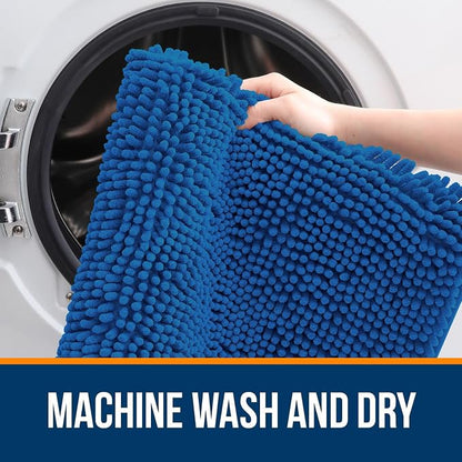 OLANLY Large Bathroom Rugs 45x27, Soft Absorbent Chenille Bath Rugs, Rubber Backing Quick Dry, Machine Washable Bath Mats for Bathroom Floor, Tub and Shower, Home Decor Accessories, Deep Navy Blue