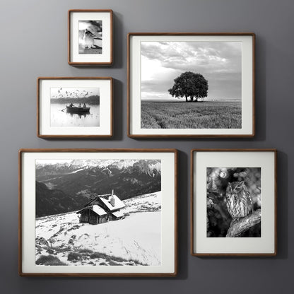 FLYJOE 8x10 Picture Frame Set of 2, Natural Solid Walnut Wood Photo Frame with Tempered Glass, Handcrafted Rounded Corner 8 x 10 Wooden Frame Matted to 5x7 Photo, Wall or Tabletop Display