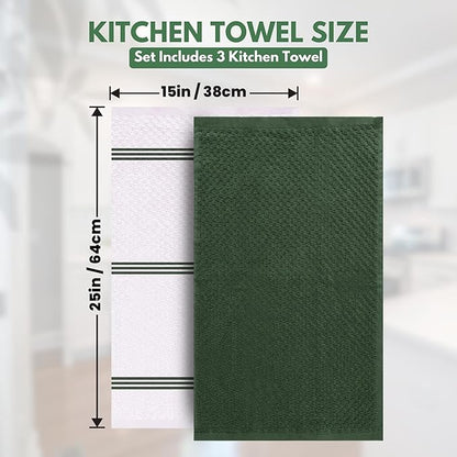 Infinitee Xclusives Premium Kitchen Towels – Pack of 3, 100% Cotton 15 x 25