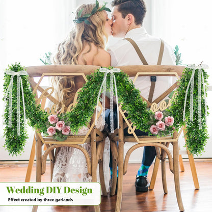 DDHS Artificial Boxwood Garland, 6FT Fake Plant Greenery Eucalyptus Garland Faux Vines Hanging Plant Green Artificial Boxwood Plants for UV Outdoor Indoor Wedding Backdrop Wall Table Farmhouse Party