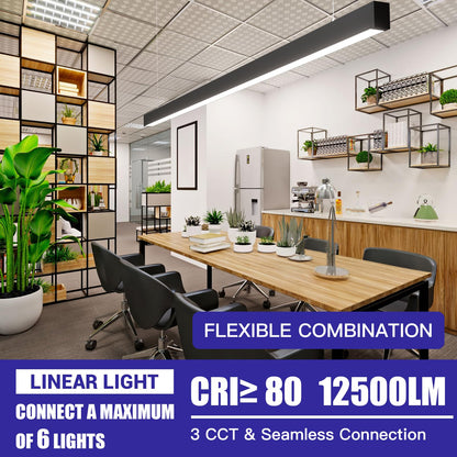 JTT 8FT LED Linear Light,8Foot LED Shop Lights 100/80/60W 3/4/5000K CCT Selectable,Commercial 8Feet Lighting Fixture 0-10V Dimmable Lighting Fixture ETL for Gym Retails Office Garage Classroom,4Pack
