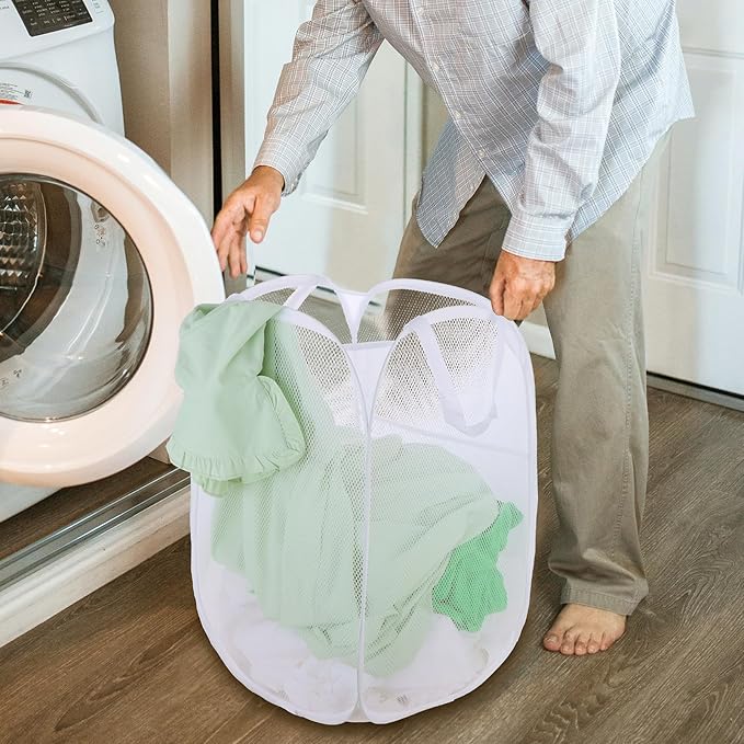 Foldable Mesh Popup Laundry Hamper, Laundry Basket Easy to Open and Fold