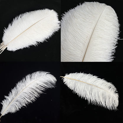 Happy Feather 16-18 inch White Ostrich Feathers Craft for Wedding Party centerpieces Home Decoration DIY Craft Pack of 10