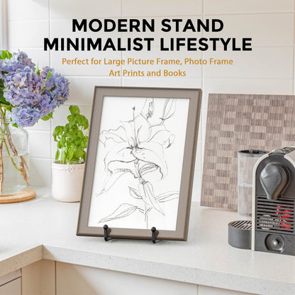 TR-LIFE 3 Pack 10 Inch Large Plate Stands for Display - Metal Plate Holder Display Stand + Picture Frame Holder Stand + Small Easels for Decorative Plate, Platter, Book, Plaques, Photo, Tabletop Art