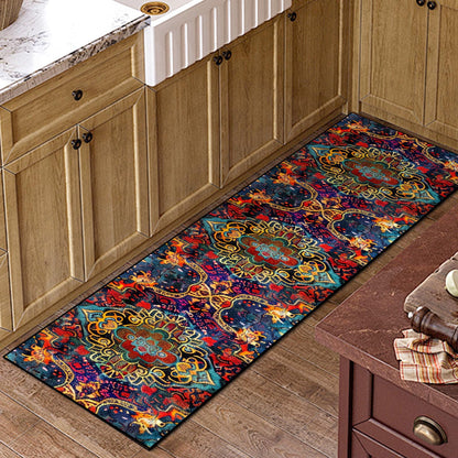 Washable Corridor Runner Rug, Non-Slip Dark Red Hallway Rug Runner with Upgrade Rubber Backing, Stain Resistant Faux Wool Distressed Carpet for Bedroom Kitchen Laundry Corridor Balcony (94.5" x 23.6")