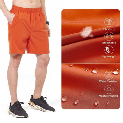 NORTHYARD Men's Athletic Running Shorts Gym Workout 7"/9"/5" Quick Dry Lightweight Sports Basketball Tennis 3 Zipper Pockets Orange XL