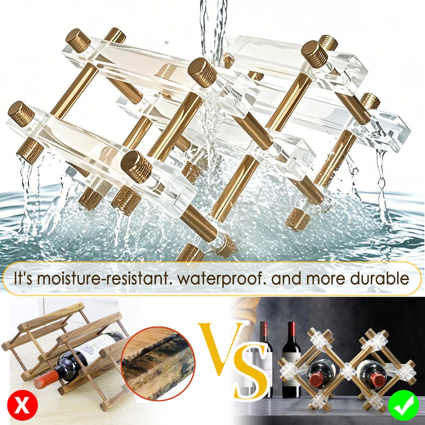 MAUYAR Countertop Bar Liquor Wine Bottle Holder Display Shelf, Wine Rack Organizer Storage Pantry Cabinet for Kitchen Decor