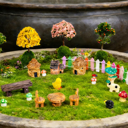 NSBUDIN 73 Pcs Fairy Garden Accessories Kit - Miniature Garden Accessories with Resin Figurines, Mini Trees & Moss for Potted Accent, Patio Decor & Succulent Projects, DIY Craft