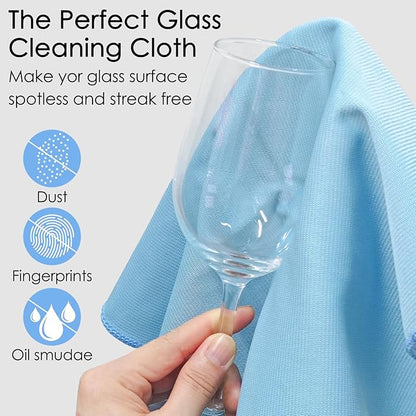 24 Pack Microfiber Glass Cleaning Cloth 16 Inch X 16 Inch Polishing Cloths