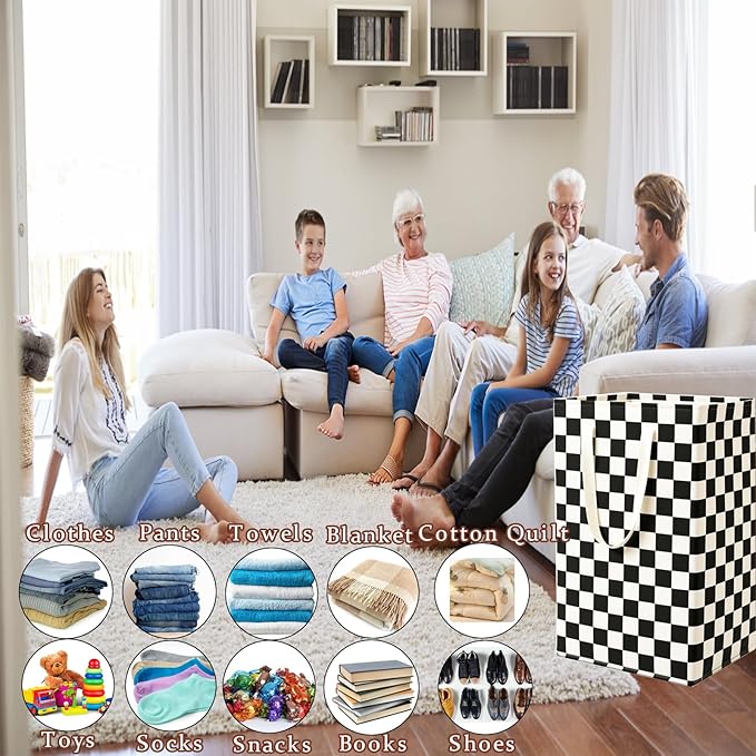 Waterproof Laundry Hamper 75L Collapsible Laundry Basket Extended Cotton Handle