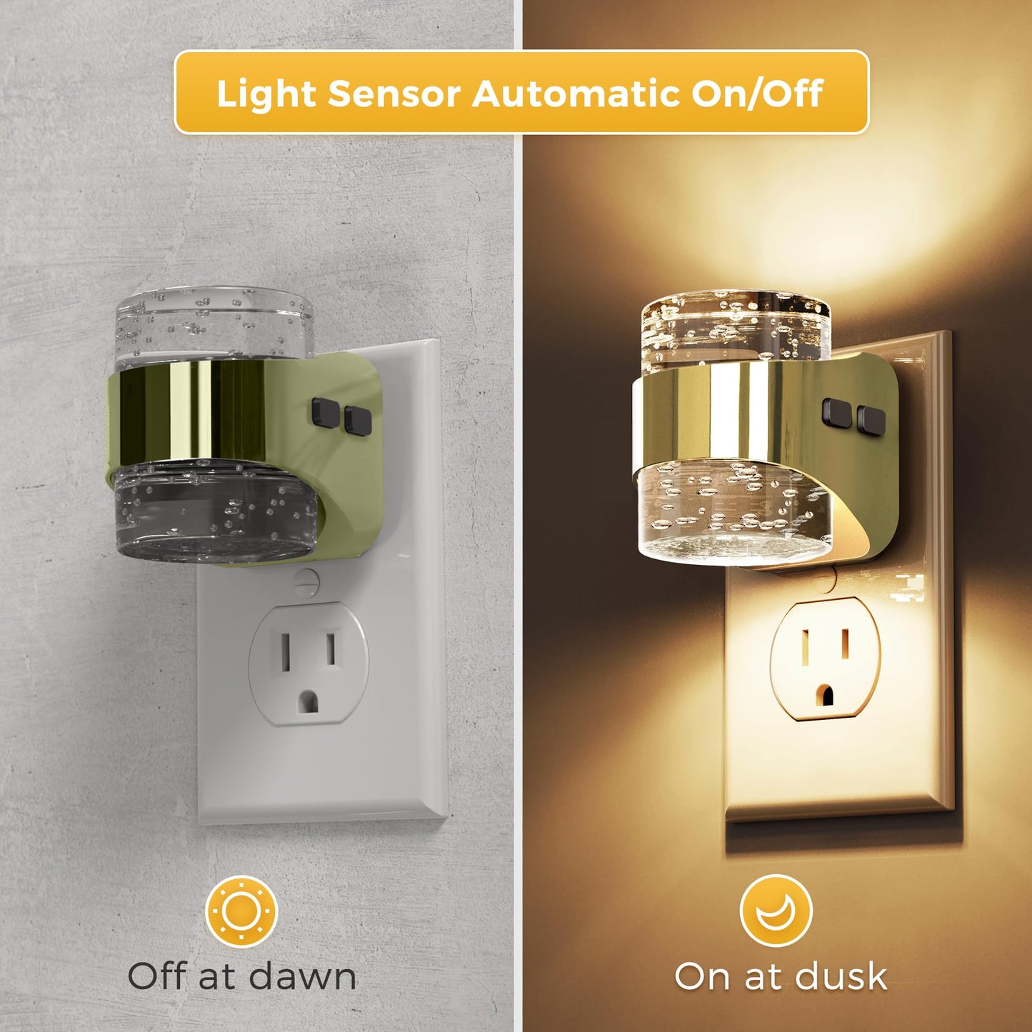 L LOHAS LED Night Light, Bubble Night Lights Plug into Wall,2 Pack 3000K/4000k/5000K Adjustable Color Temperature Night Light,Dimmable Nightlights with Dusk to Dawn Sensor for Rooms Bathroom Hallway