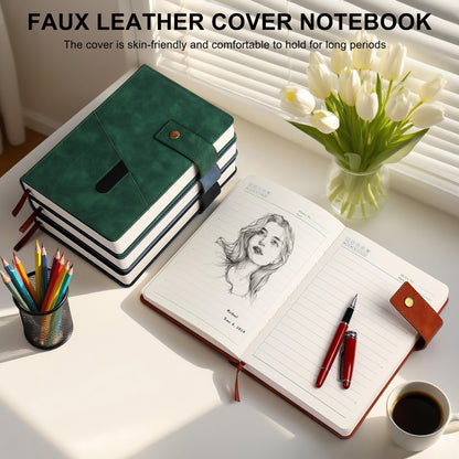 Lined Journal Notebook for women men,368 Pages Hardcover Leather Journals for Writing, A5 Journaling Notebooks,Daily Journals Notebook for Work Note Taking,Travel,Business,School , 5.7"×8.3" (Brown)