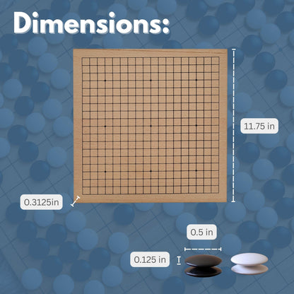 WE Games Go Game Set 11.75 Inch - Traditional Go Set with Light Wooden Board 19 Tiles, Wood Veneer Goban, Strategy Board Games for Adults, Go Board Game 19x19 Tiles