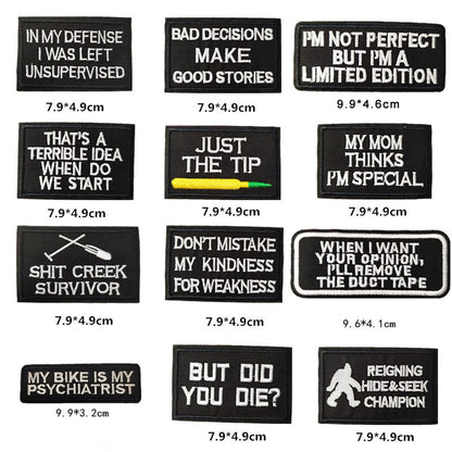 CDzyzh Iron On Patch,Funny Phrases Slogan Letter Sew on/Iron on Word Embroidered Patches for Motorcycle Biker Vest Jackets Backpacks Jeans Hat Clothing Bag Gear,Uniform 36pcs