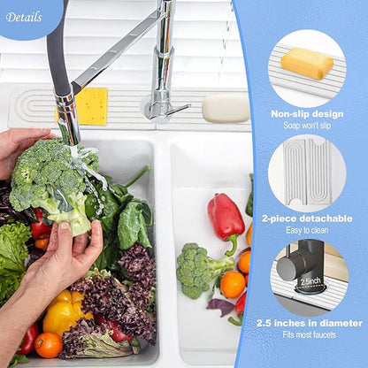 Stone Faucet Mat for Kitchen Sink- 23.6''x 3.9''Diatomite Fast-Drying Faucet Mat