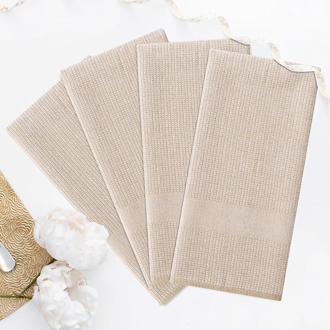 Homaxy Premium Kitchen Towels, Large Cotton Kitchen Hand Towels, Flat and Terry
