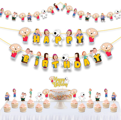 "Stewie Grifin Theme Birthday Party Supplies – Funny Cartoon Baby Character Decorations & Adults – Includes Party Banner, Cake Topper, Cupcake Toppers, & Table Décor for Birthday Celebrations"