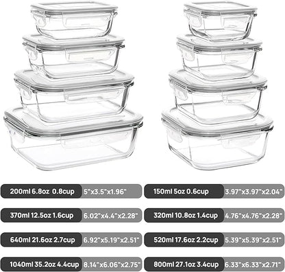 Vtopmart 8 Pack Glass Food Storage Containers
