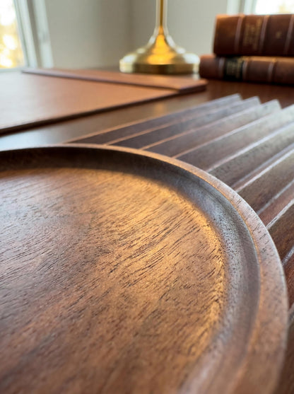 LITAITAI Horizontal Pen Holder for Desk, Walnut Pen Holder with 5 Compartments,Pen Tray Office Accessory, Teacher Gifts, Suitable for School, Home,Pen Tray for Desk (Walnut)