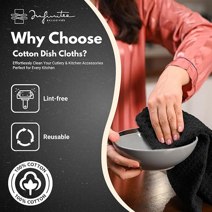 Infinitee Xclusives Premium Dish Cloth 100% Cotton 12 x 12 Inches |Pack of 4|
