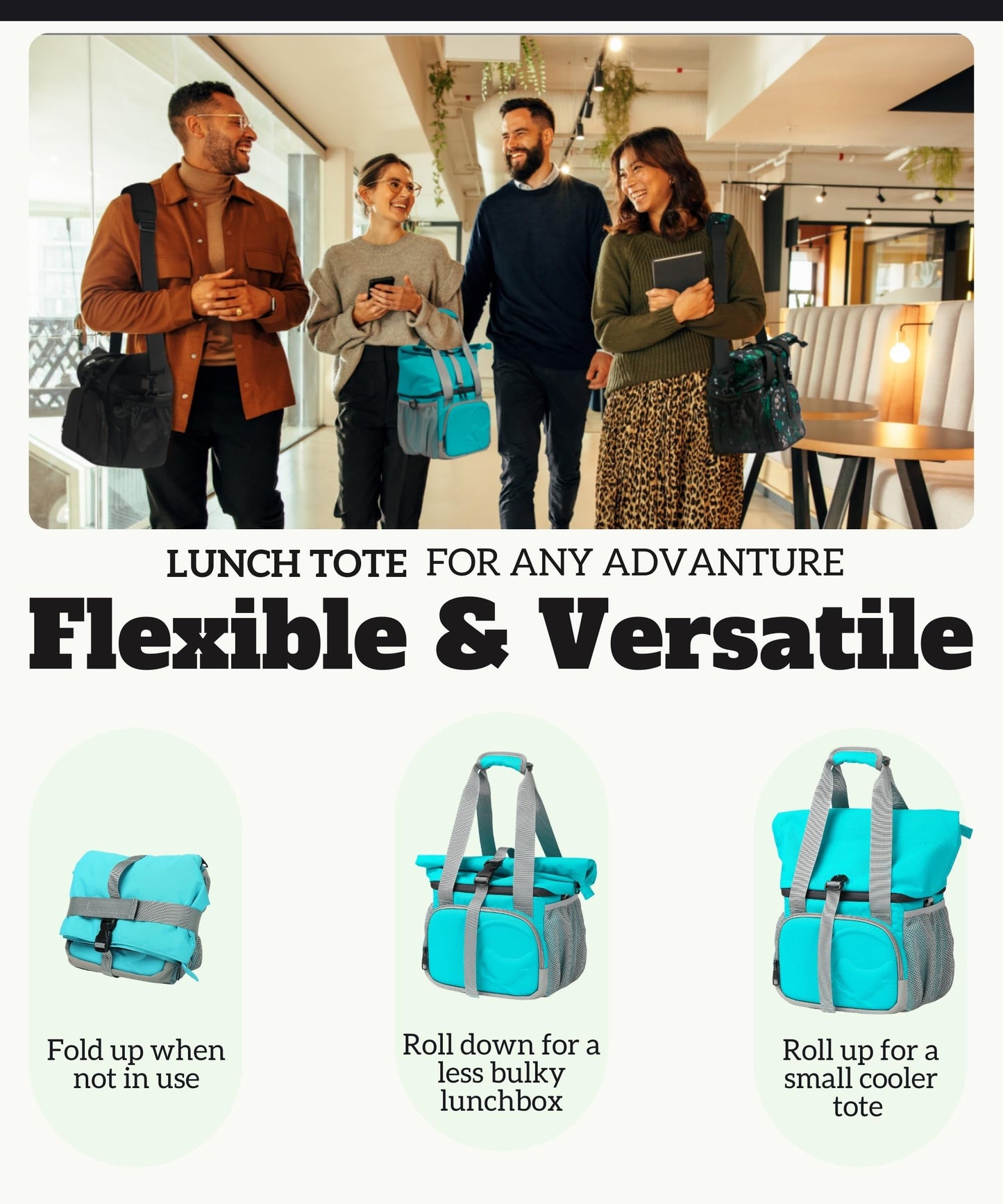 SUNNY BIRD Dual Compartment Lunch Bag Insulated Lunch Box for Women and Men (Aqua Blue 01)