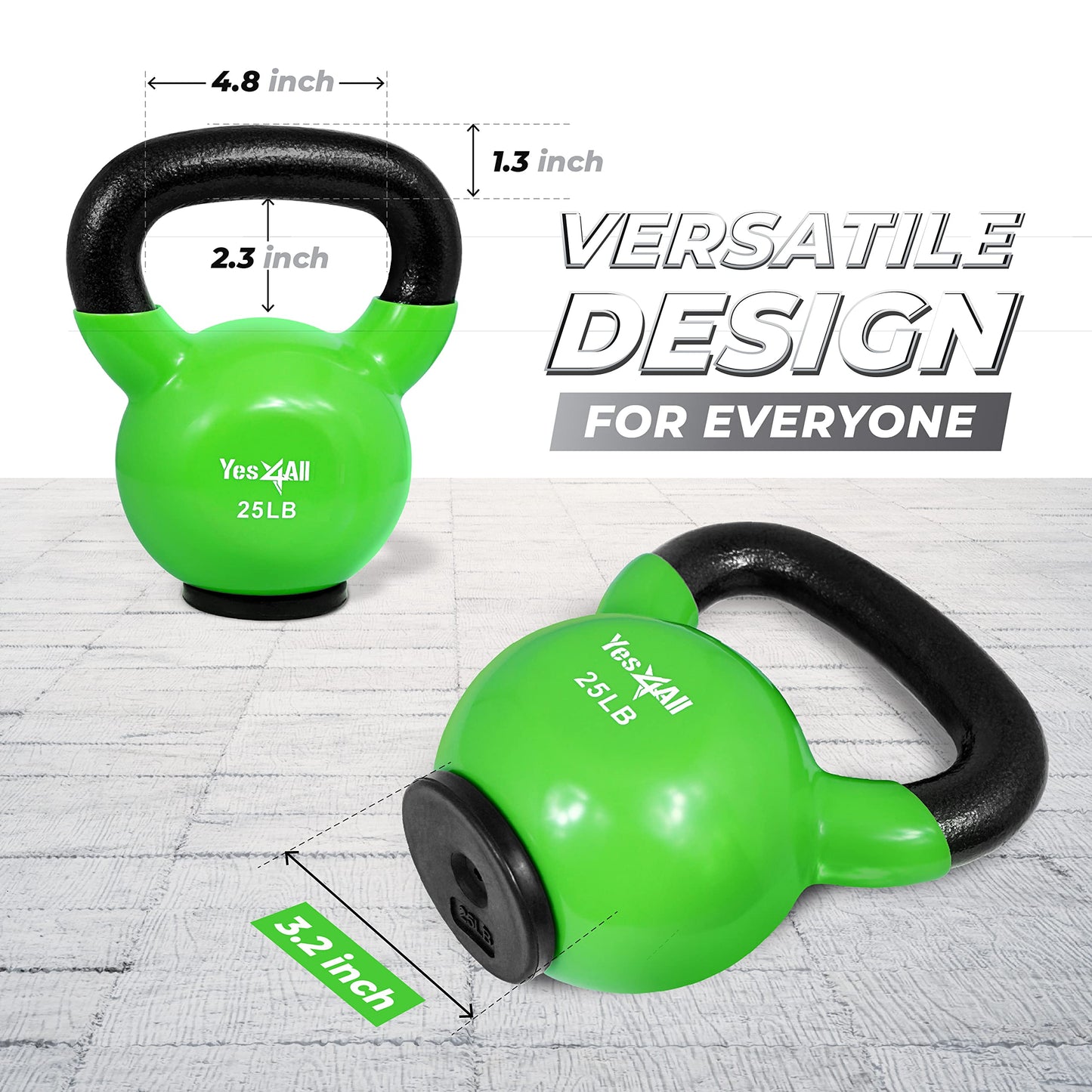 Yes4All Kettlebells Rubber Base, Kettlebell Set for Women, Strength Training Kettlebells Weights (10-65 lbs)