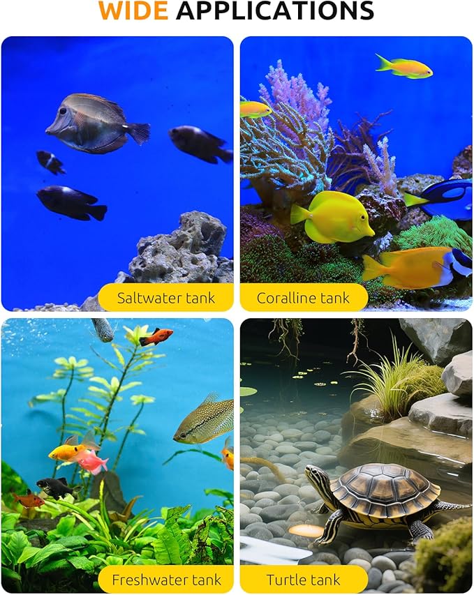 SEAOURA Aquarium Heater, 500W Fish Tank Heaters for 70-80 Gallon, Submersible Turtle Heater with Intelligent Controller Safety Protection, Automatic Power-Off When Leaving Water