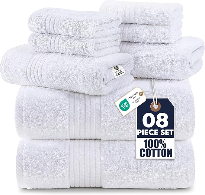 Utopia Towels 8 Piece Premium Towel Set, 2 Bath, 2 Hand, and 4 Washcloths