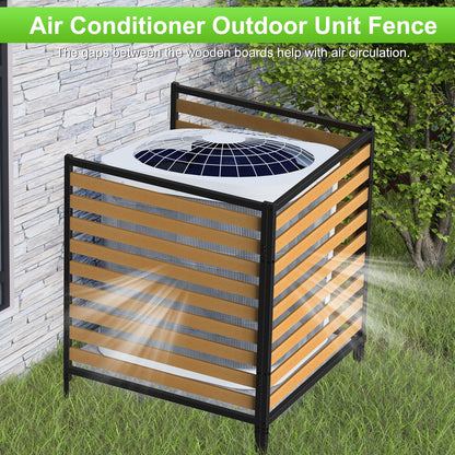Air Conditioner Fence 1 Panel, Privacy Fence Screen 54.5" H × 39.4" W No-Dig Metal Wood Outdoor Pool Equipment Enclosure with Metal Stake, AC Unit Cover, Trash Bin Hider for Garden & Backyard