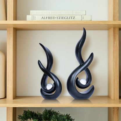Black Home Decor Statue Modern Abstract Sculpture Decorative Accent Art Round Geometric Centerpieces for Living Room Dining Bookshelf Entryway Table Office Desk Decorations