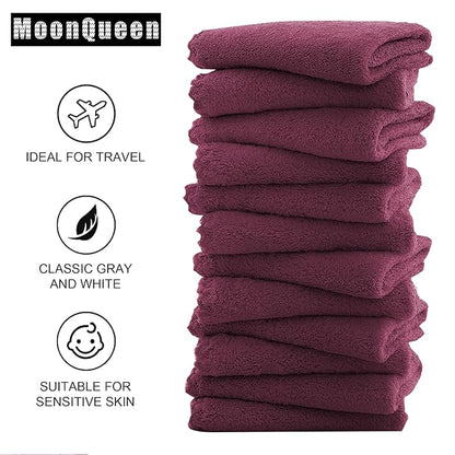 MOONQUEEN Microfiber Facial Cloths Fast Drying Washcloth 12 Pack