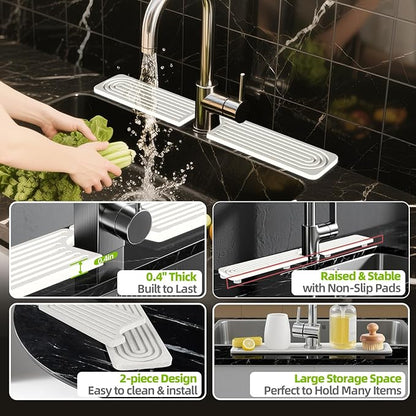 Stone Faucet Mat for Kitchen Sink, Diatomite Quick Dry Kitchen Sink Splash Guard