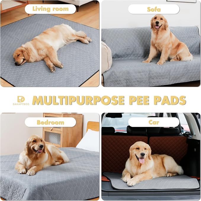 DAHAPYBOO Washable Pee Pads for Dogs 24x36,6Pack | Reusable Puppy Pads for Dogs Non-Slip Waterproof Pet Training Pads for Crate, Playpen, Bed, Sofa,Whelping Box, Potty Training