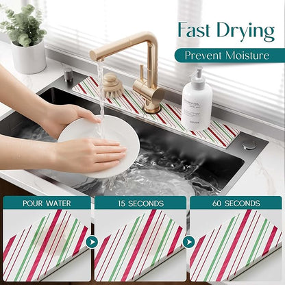 Stone Faucet Mat for Kitchen Sink, Diatomite Drying Stone Mat for Kitchen