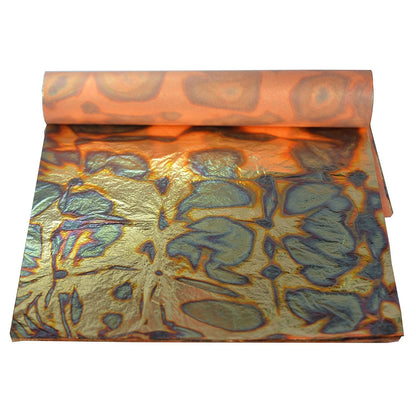 Barnabas Blattgold Variegated Gold Leaf, Color Blue [25 Sheets, 5.5 inch], Metal Foil Leaf for Painting, Arts and Crafts