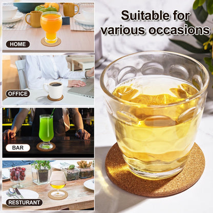 Cork Coasters Bulk for Drinks, 40Pcs Reusable Round Edge Coasters, 3.5 Inches Thick Absorbent Heat Resistant Drink Coaster for Bar Holiday Wedding Birthday Supplies Party Decor