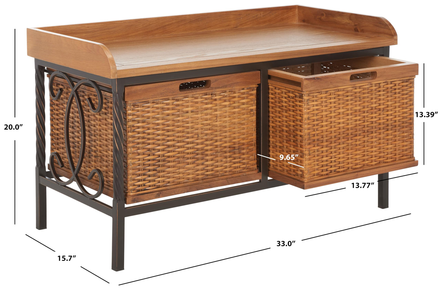 Safavieh American Homes Collection Noah Antiqued Pewter and Oak Storage Bench