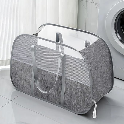Large Collapsible Laundry Hamper, Breathable Mesh Design, Sturdy Steel Frame