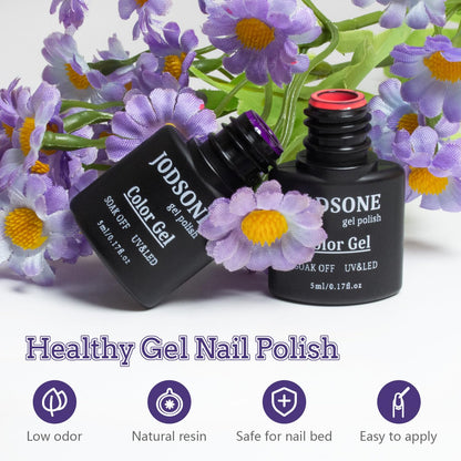 JODSONE Gel Nail Polish Kit with U V Light 32 Colors Gel Polish Nail + 4 Functional Adhesive Bottles Kit Soak Off Manicure Tools Gifts for Women